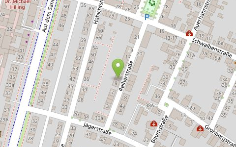 OpenStreetMap-Karte mit markiertem Standort Reiherstraße 9a in Mannheim